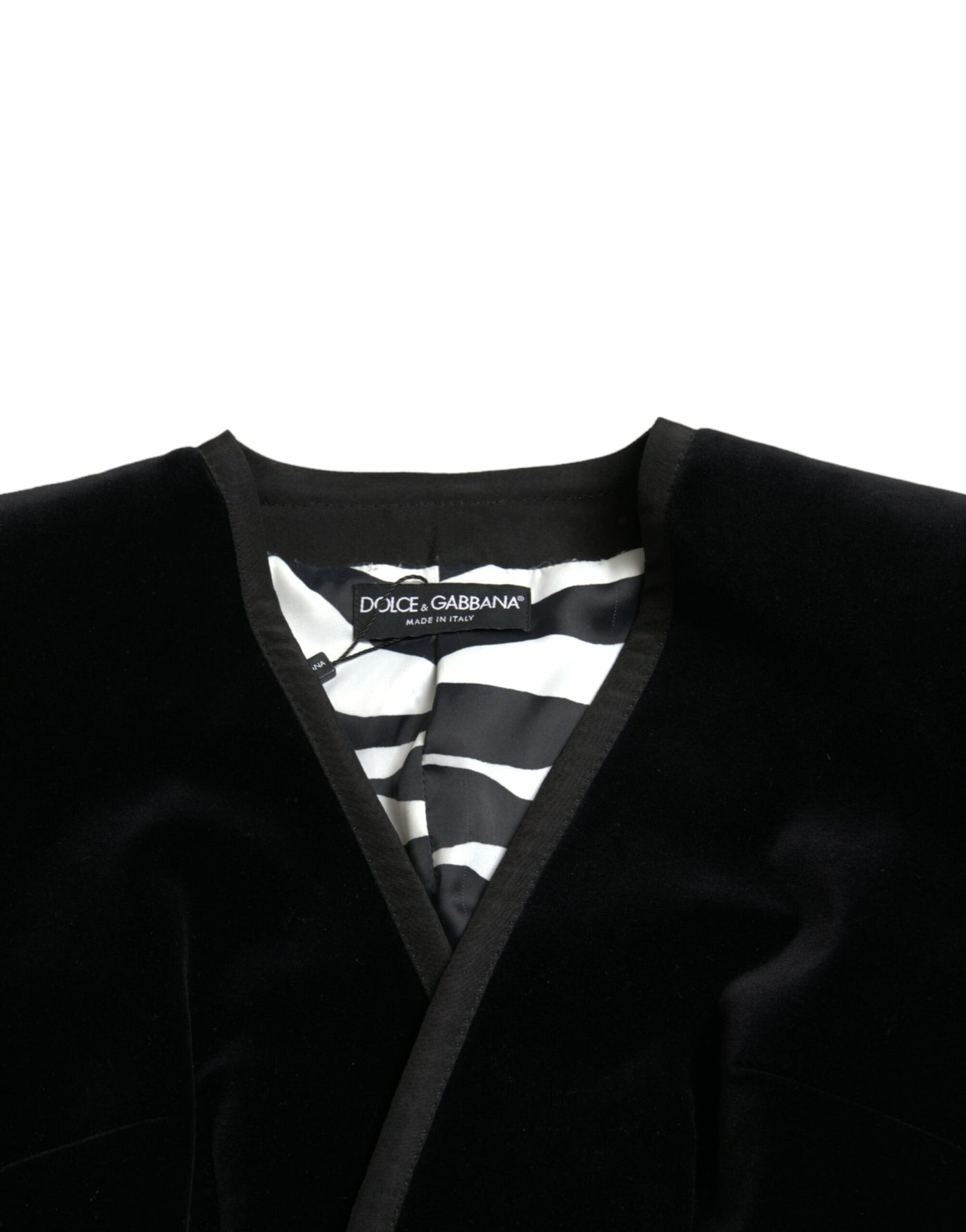 Dolce & Gabbana Zweireihige Jacke aus schwarzem Baumwollsamt