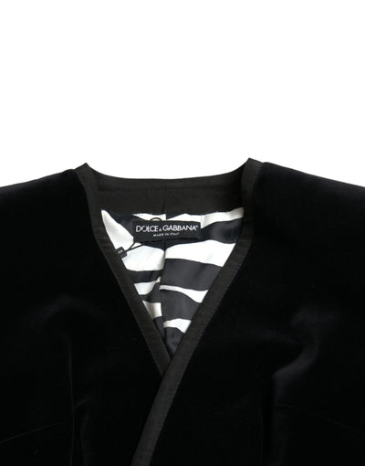 Dolce & Gabbana Zweireihige Jacke aus schwarzem Baumwollsamt