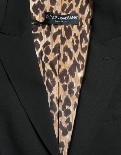 Dolce & Gabbana Schwarzer einreihiger Blazermantel aus Wolle Jacke