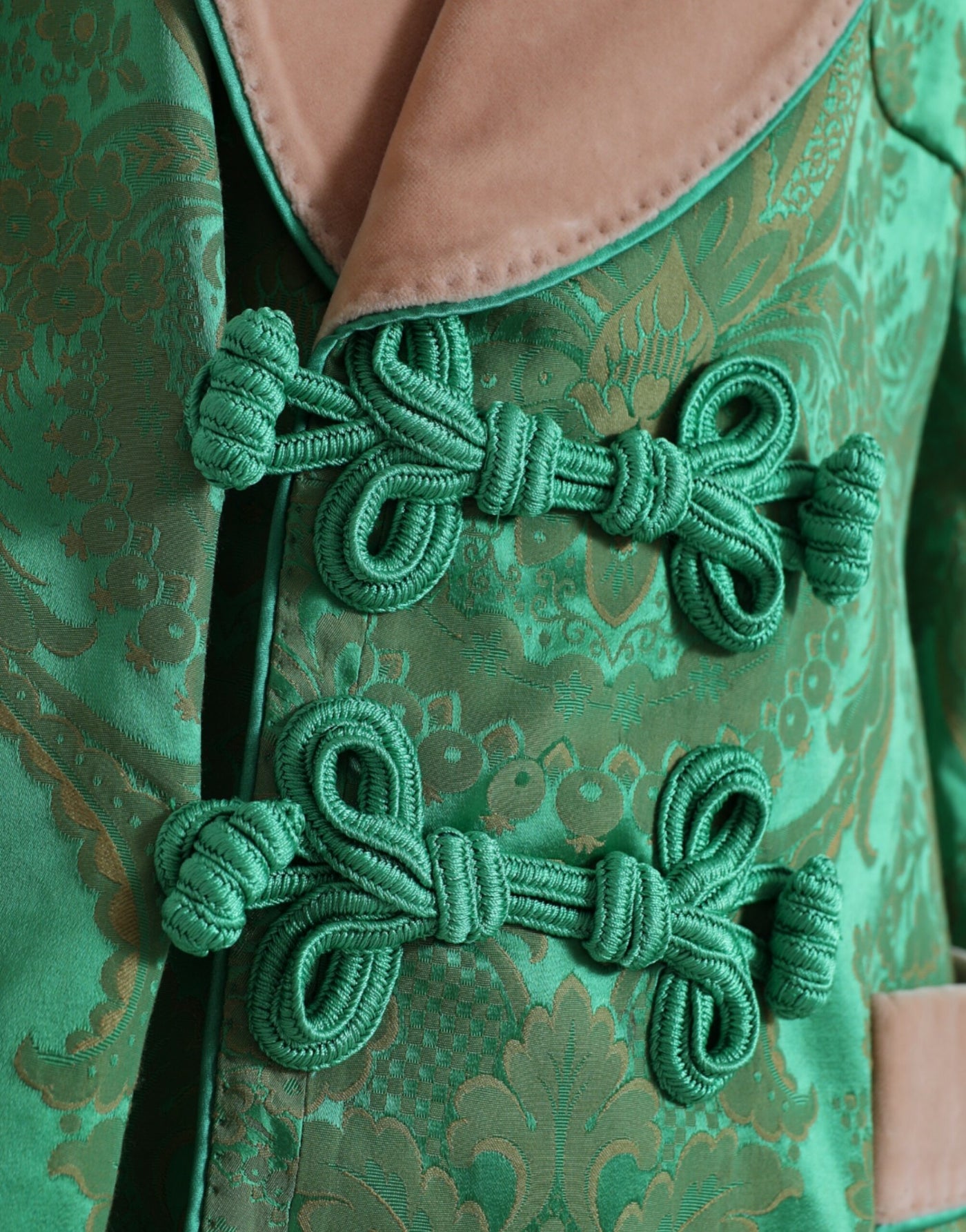 Dolce & Gabbana Grüner geblümter Zweireiher Mantel Jacke