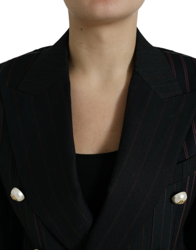 Dolce & Gabbana Schwarz gestreifte SICILIA Zweireiher-Jacke