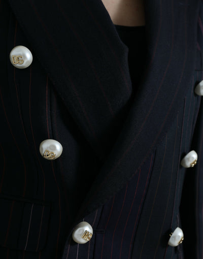 Dolce & Gabbana Schwarz gestreifte SICILIA Zweireiher-Jacke