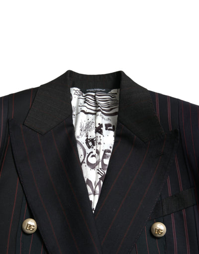 Dolce & Gabbana Schwarz gestreifte SICILIA Zweireiher-Jacke