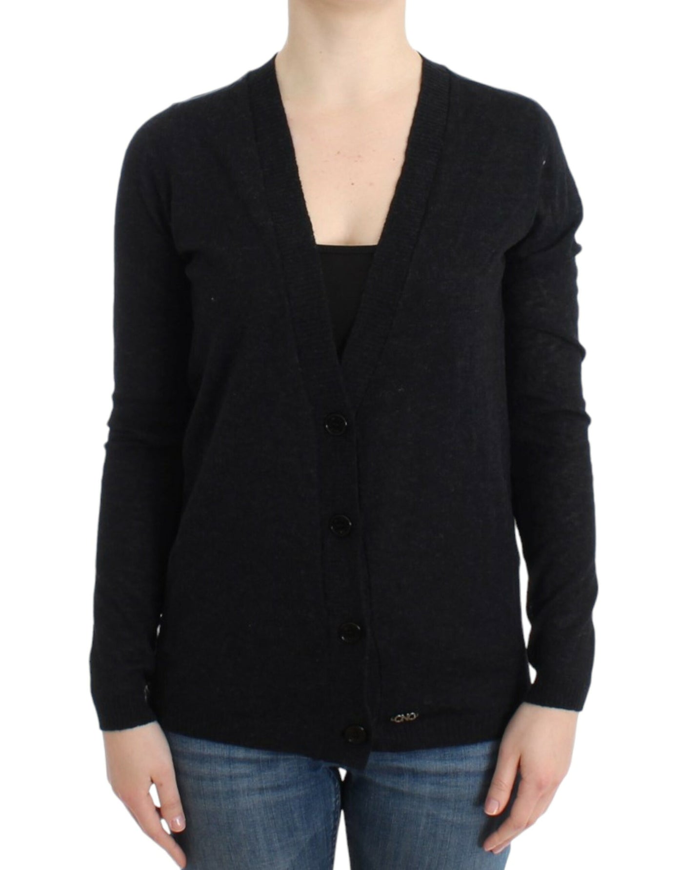 Costume National Graue Strickjacke aus Alpaka