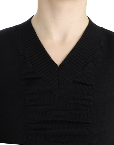 Costume National Schwarzer Wollpullover mit V-Ausschnitt