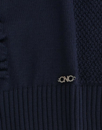 Costume National Dunkelblauer Wollpullover mit V-Ausschnitt