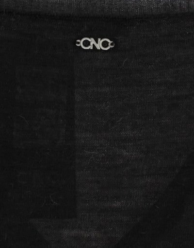 Costume National Leichter schwarzer Pullover mit V-Ausschnitt