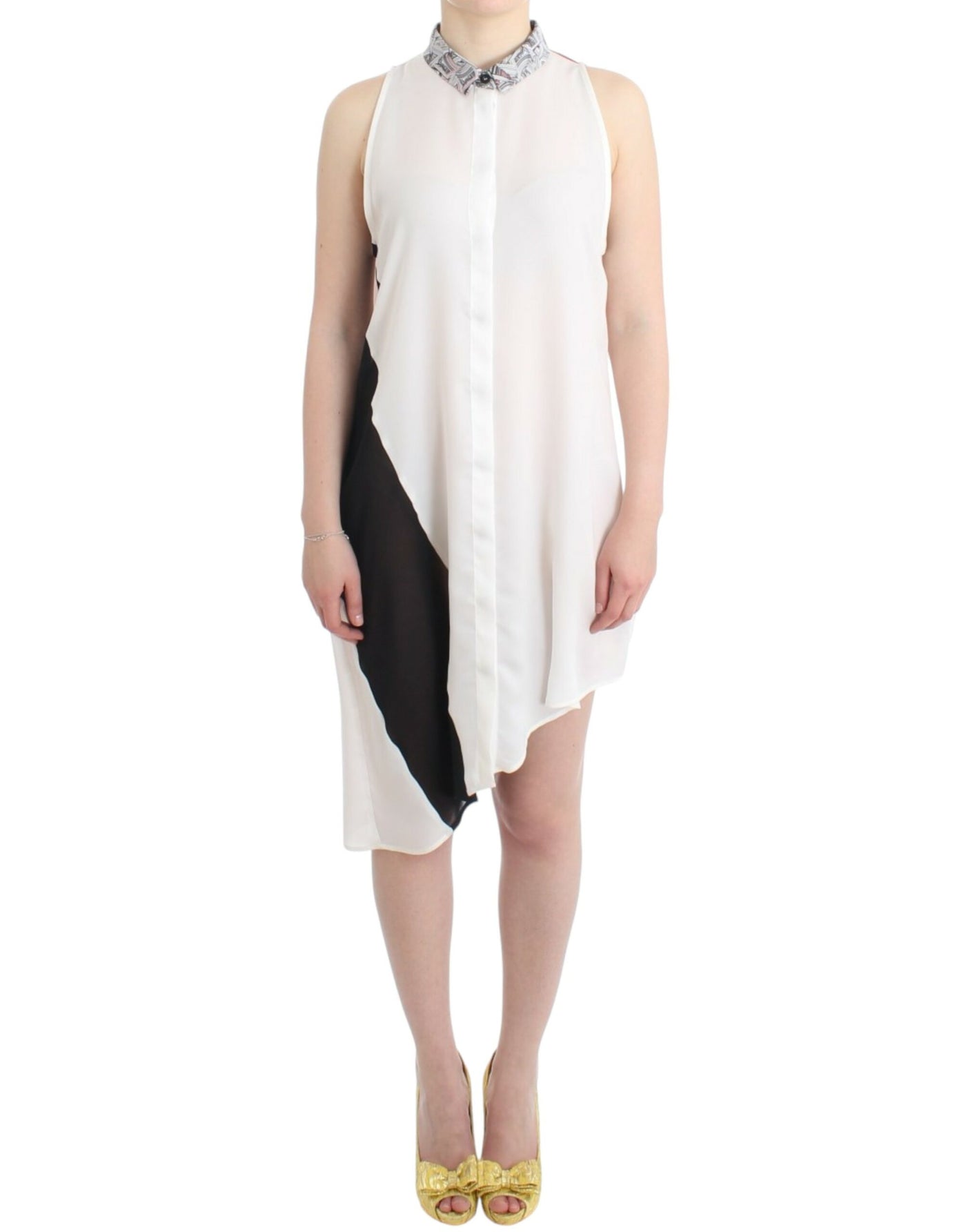 Costume National Weißes Hemdkleid mit assymetrischem Saum