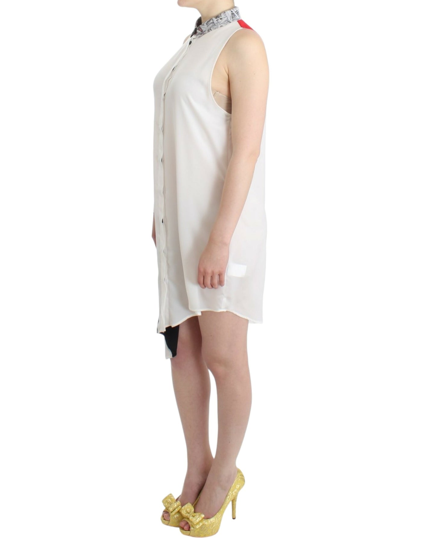 Costume National Weißes Hemdkleid mit assymetrischem Saum