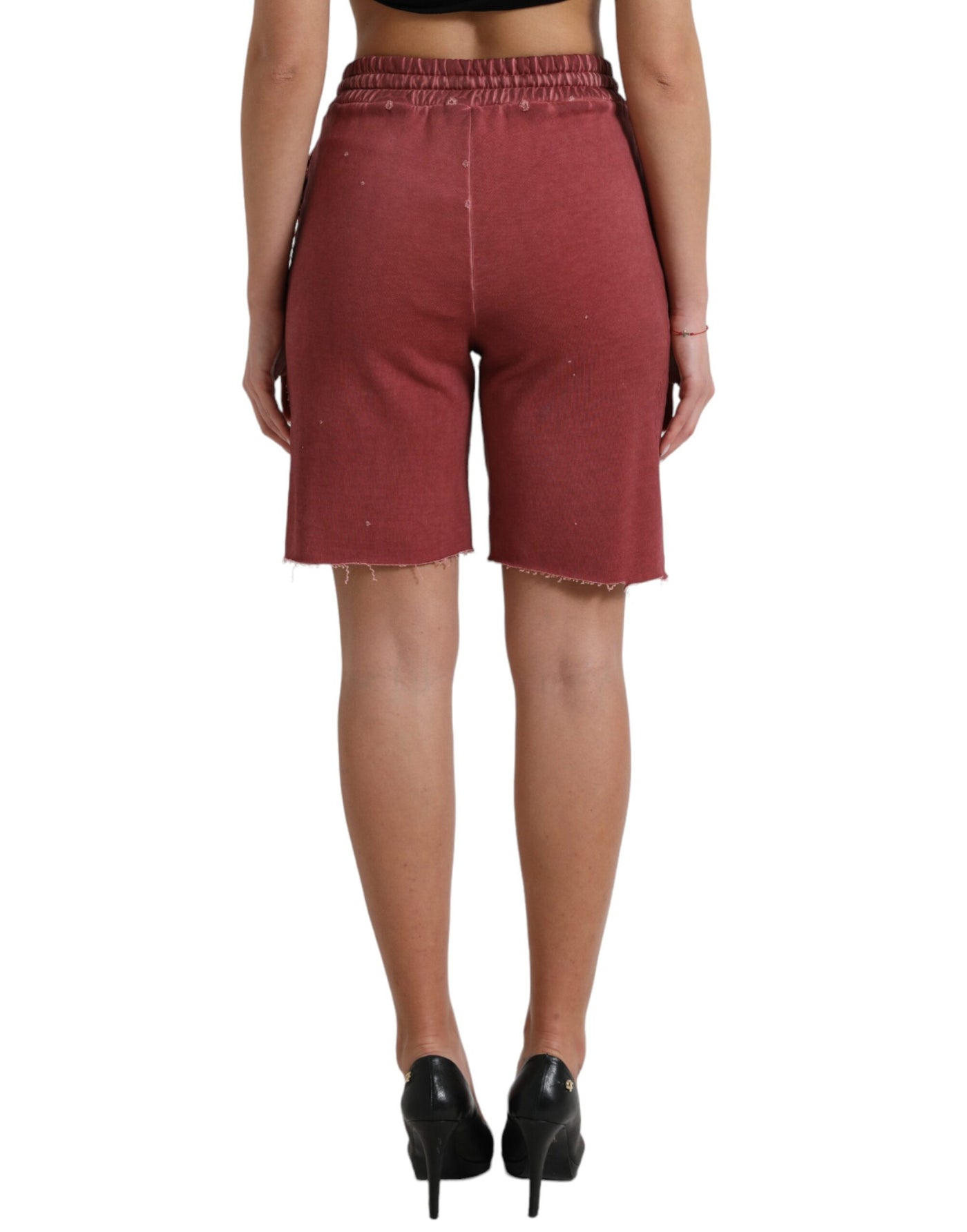 Dolce & Gabbana Kastanienbraune Sweatshorts aus Baumwolle mit hoher Taille Shorts