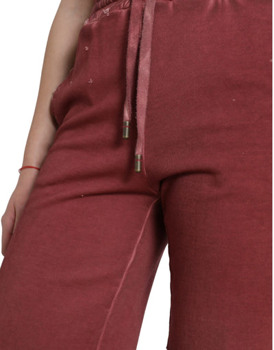 Dolce & Gabbana Kastanienbraune Sweatshorts aus Baumwolle mit hoher Taille Shorts