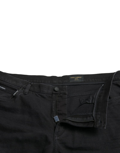 Dolce & Gabbana Schwarze Baumwoll-Stretch-Bermuda-Denim-Shorts