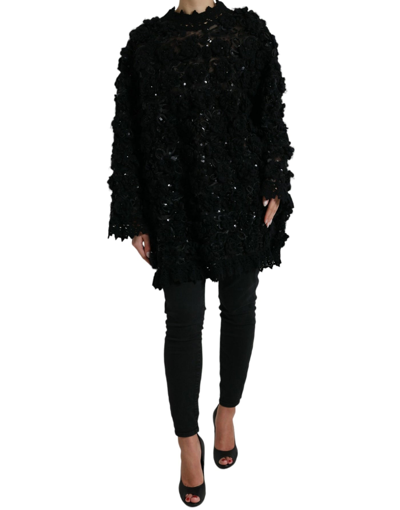 Dolce & Gabbana Schwarzer Pullover mit Paillettenverzierung