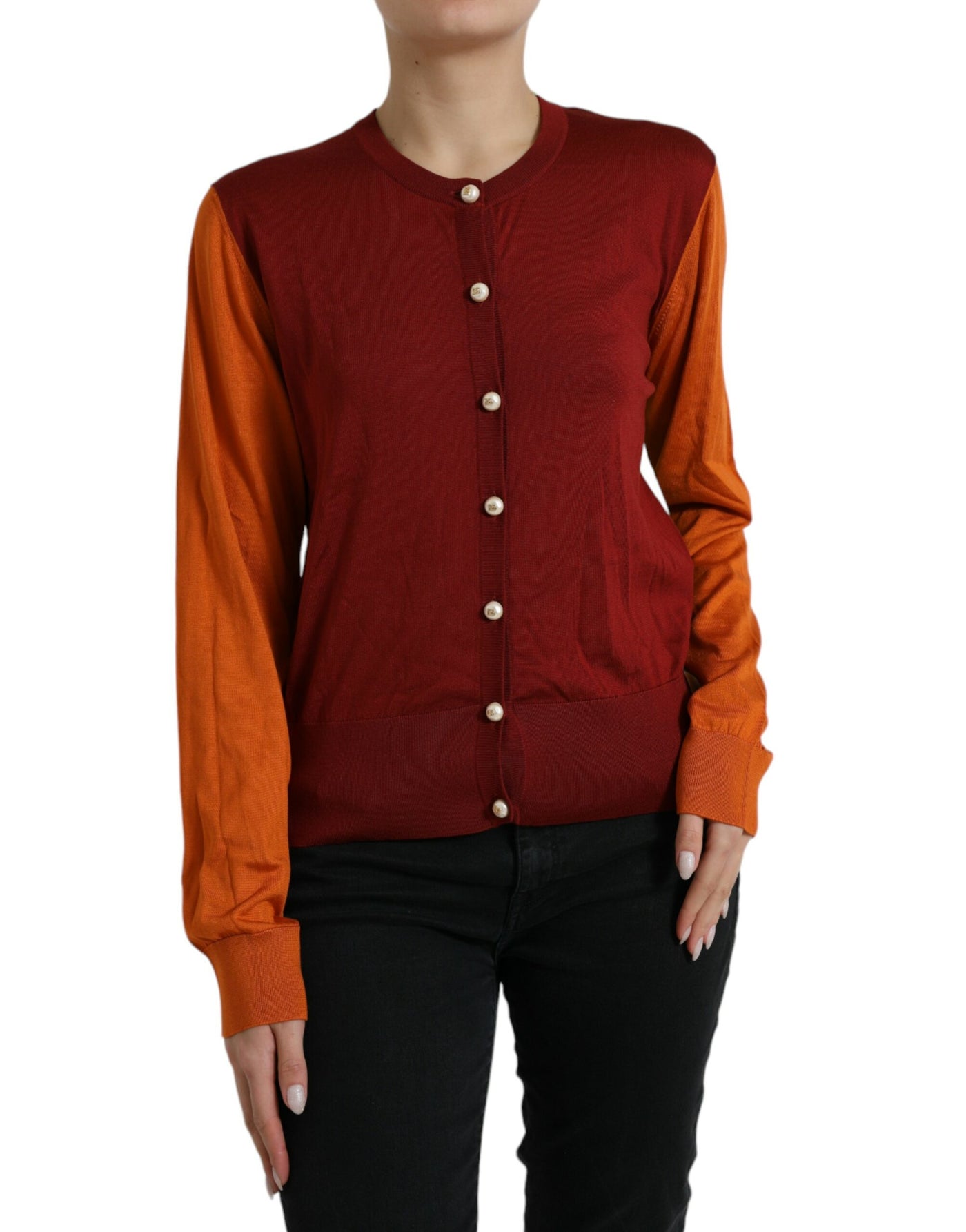Dolce & Gabbana Multicolor Strickjacke Color Block Silk Crewneck Sweater