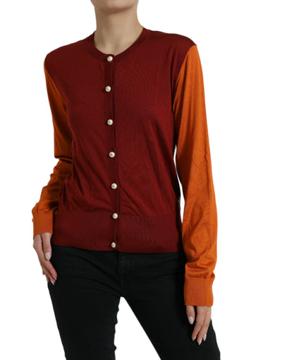 Dolce & Gabbana Multicolor Strickjacke Color Block Silk Crewneck Sweater