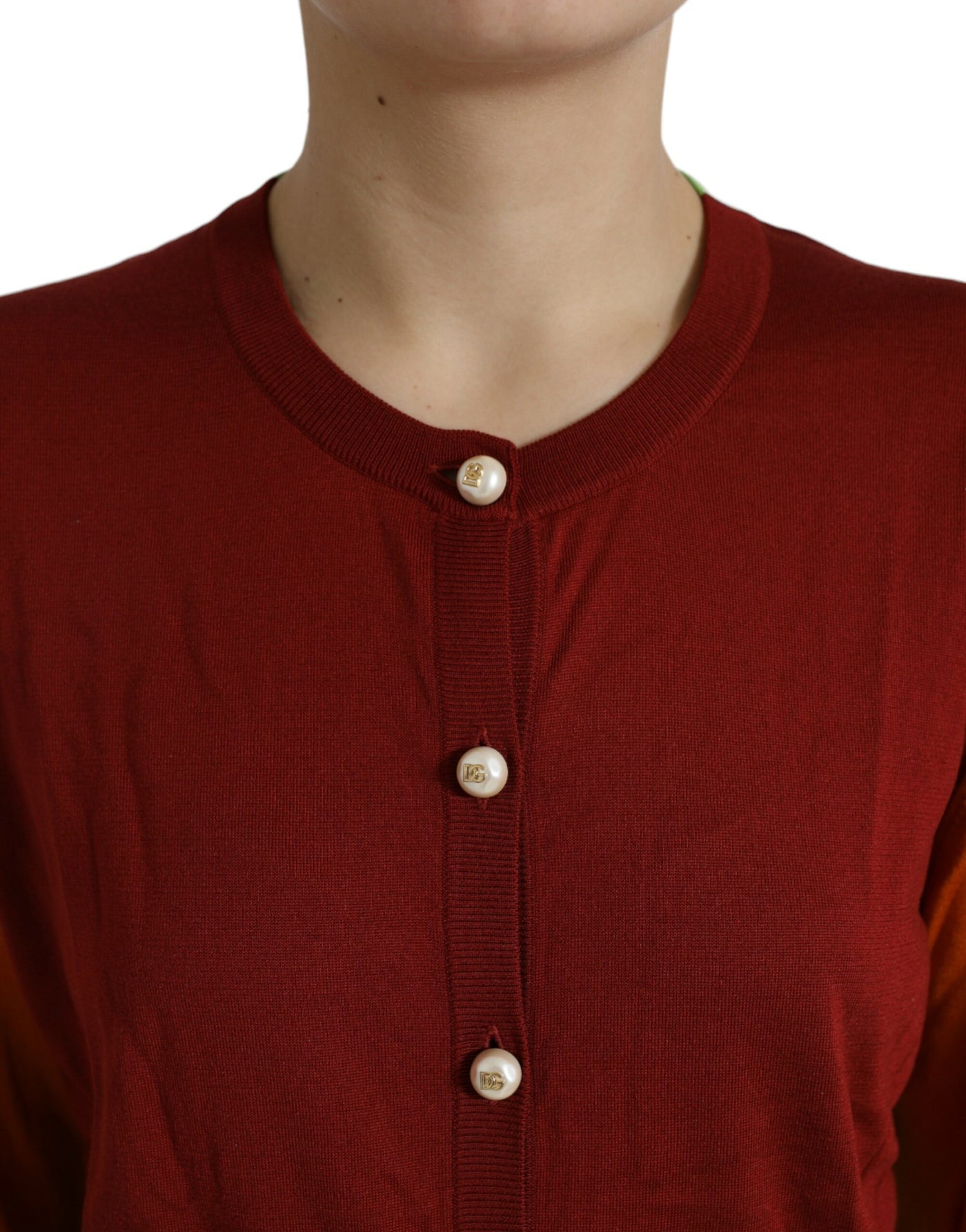 Dolce & Gabbana Multicolor Strickjacke Color Block Silk Crewneck Sweater