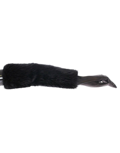 Dolce & Gabbana Schwarze Biberpelz-Lammfell-Leder-Ellbogenhandschuhe
