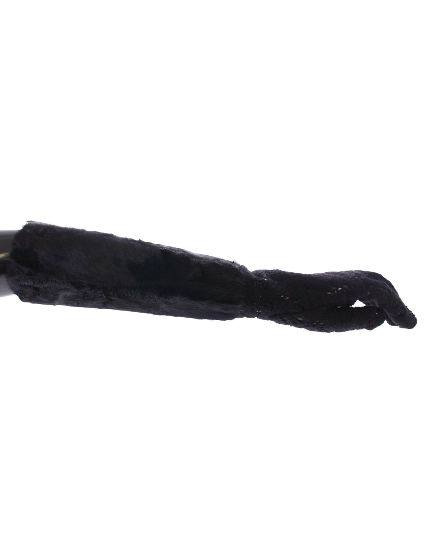 Dolce & Gabbana Schwarze Spitze Wolle Lammfell Pelz Ellenbogenhandschuhe