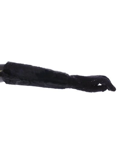Dolce & Gabbana Schwarze Spitze Wolle Lammfell Pelz Ellenbogenhandschuhe