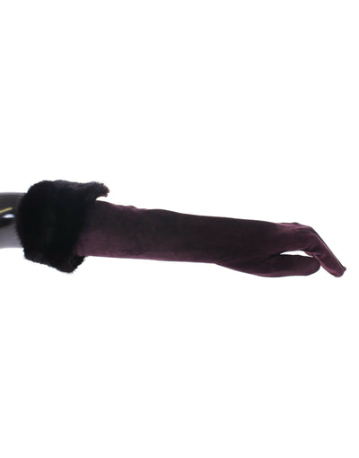 Dolce & Gabbana Lila Nerz Pelz Ziegenfell Wildleder Handschuhe
