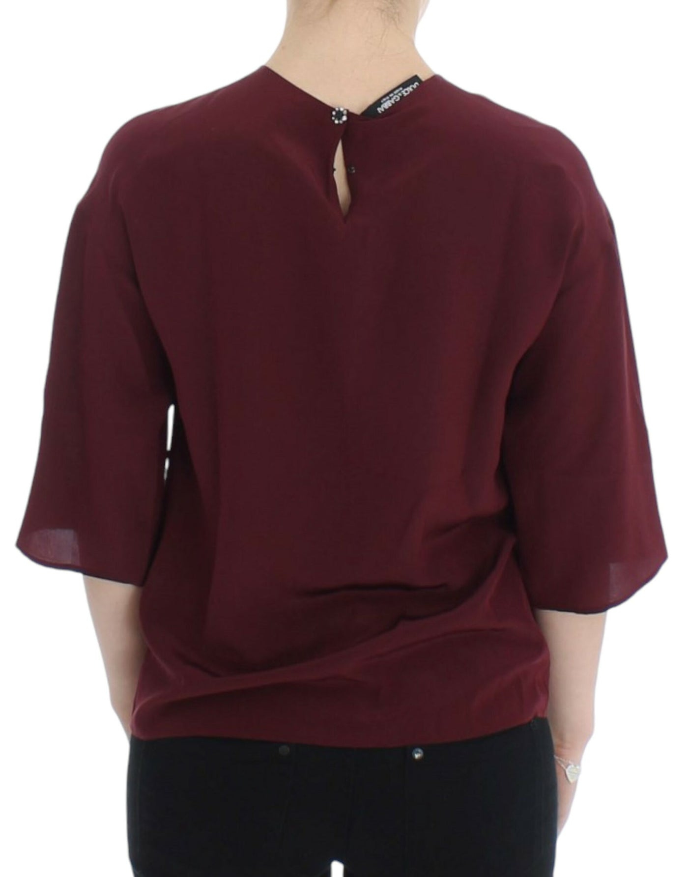 Dolce & Gabbana Rote 3/4-Ärmel-Seidenbluse
