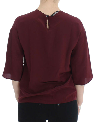 Dolce & Gabbana Rote 3/4-Ärmel-Seidenbluse
