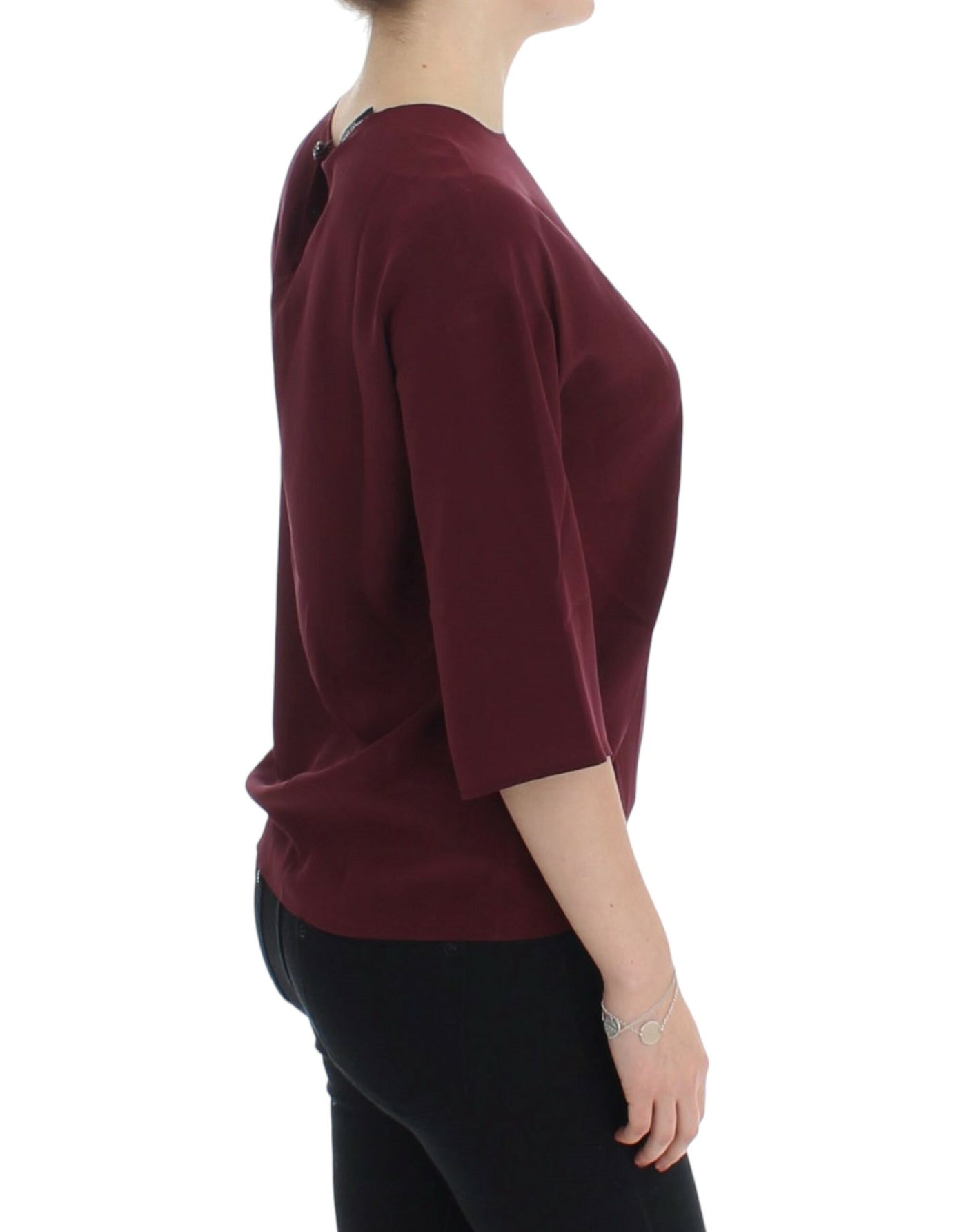 Dolce & Gabbana Rote 3/4-Ärmel-Seidenbluse