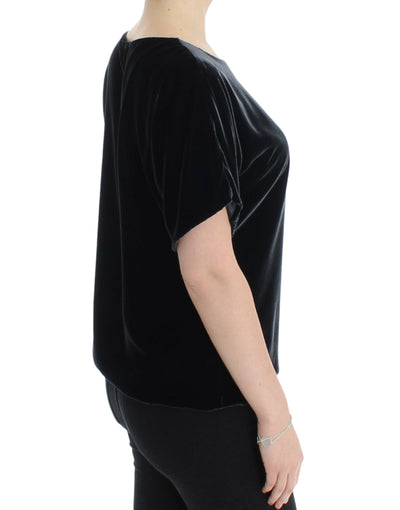 Dolce & Gabbana Schwarze Samtbluse mit kurzen Ärmeln