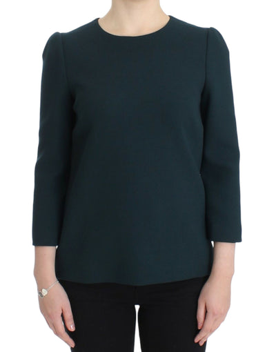 Dolce & Gabbana Grüne 3/4-ärmelige Wollbluse