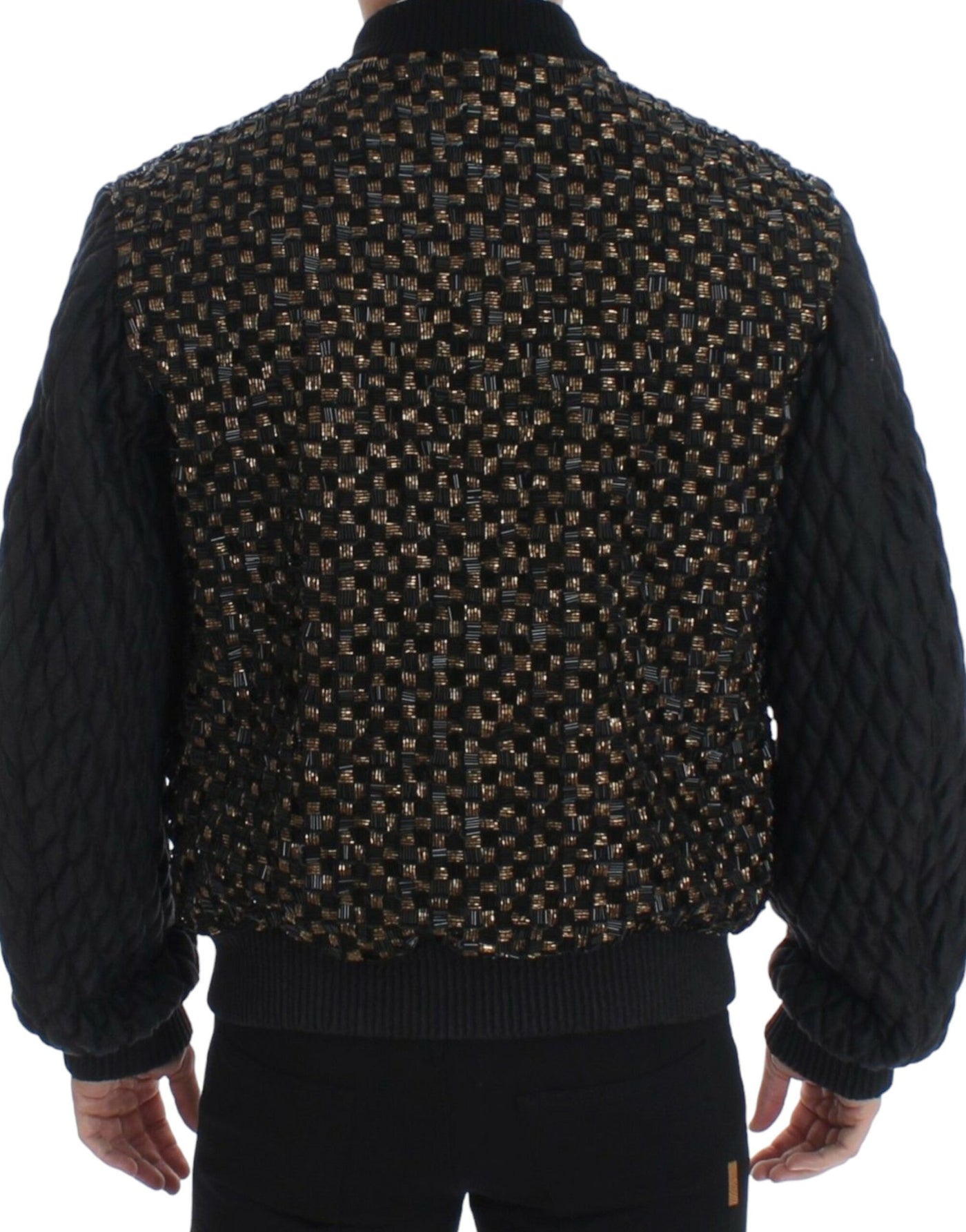 Dolce & Gabbana Schwarze Jacke aus Ziegenleder mit Pailletten