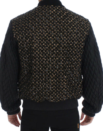 Dolce & Gabbana Schwarze Jacke aus Ziegenleder mit Pailletten