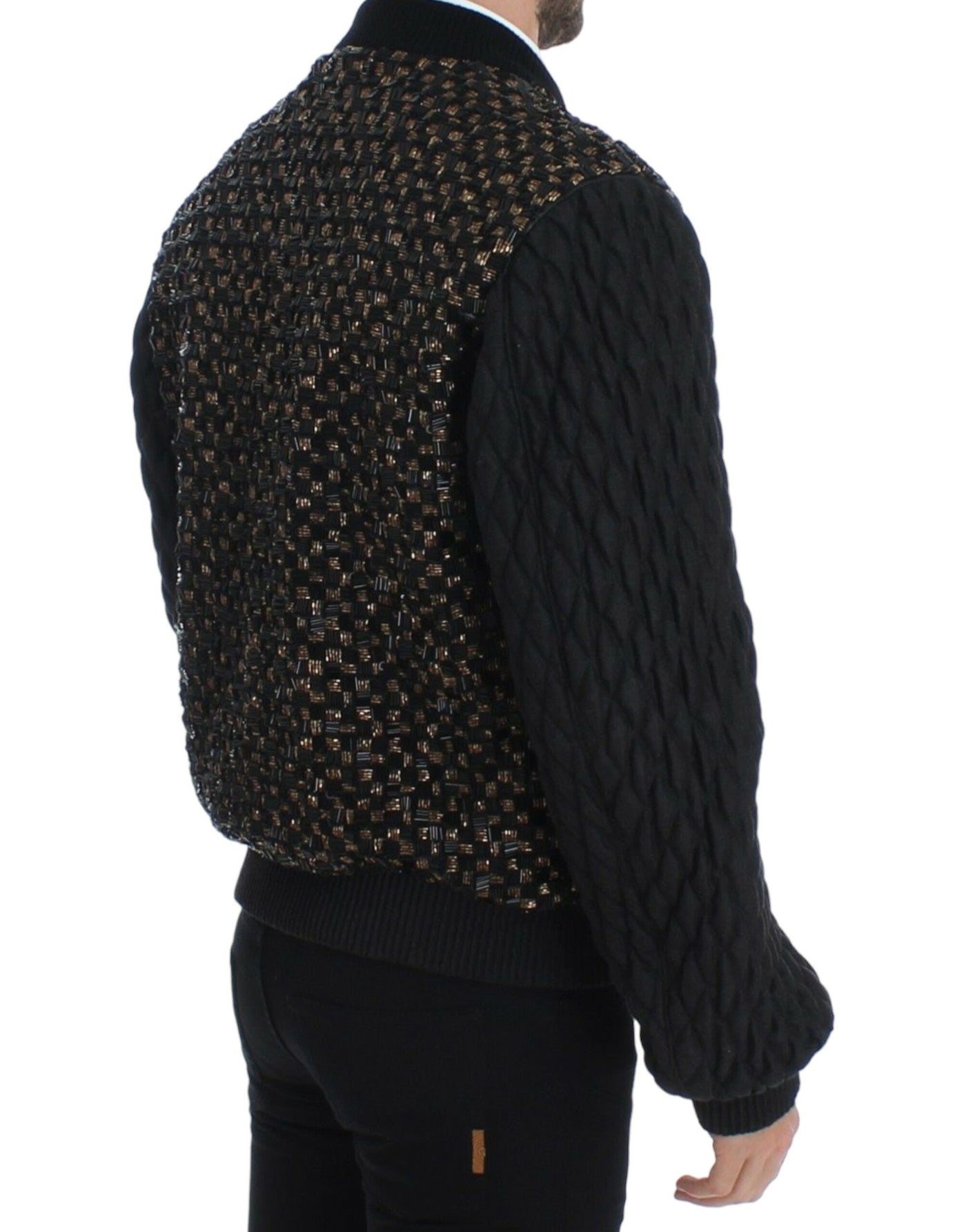 Dolce & Gabbana Schwarze Jacke aus Ziegenleder mit Pailletten