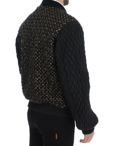 Dolce & Gabbana Schwarze Jacke aus Ziegenleder mit Pailletten
