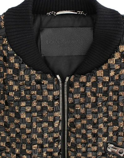 Dolce & Gabbana Schwarze Jacke aus Ziegenleder mit Pailletten