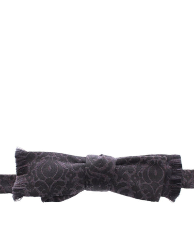Dolce & Gabbana Graue Seidenfliege aus schwarzer Wolle