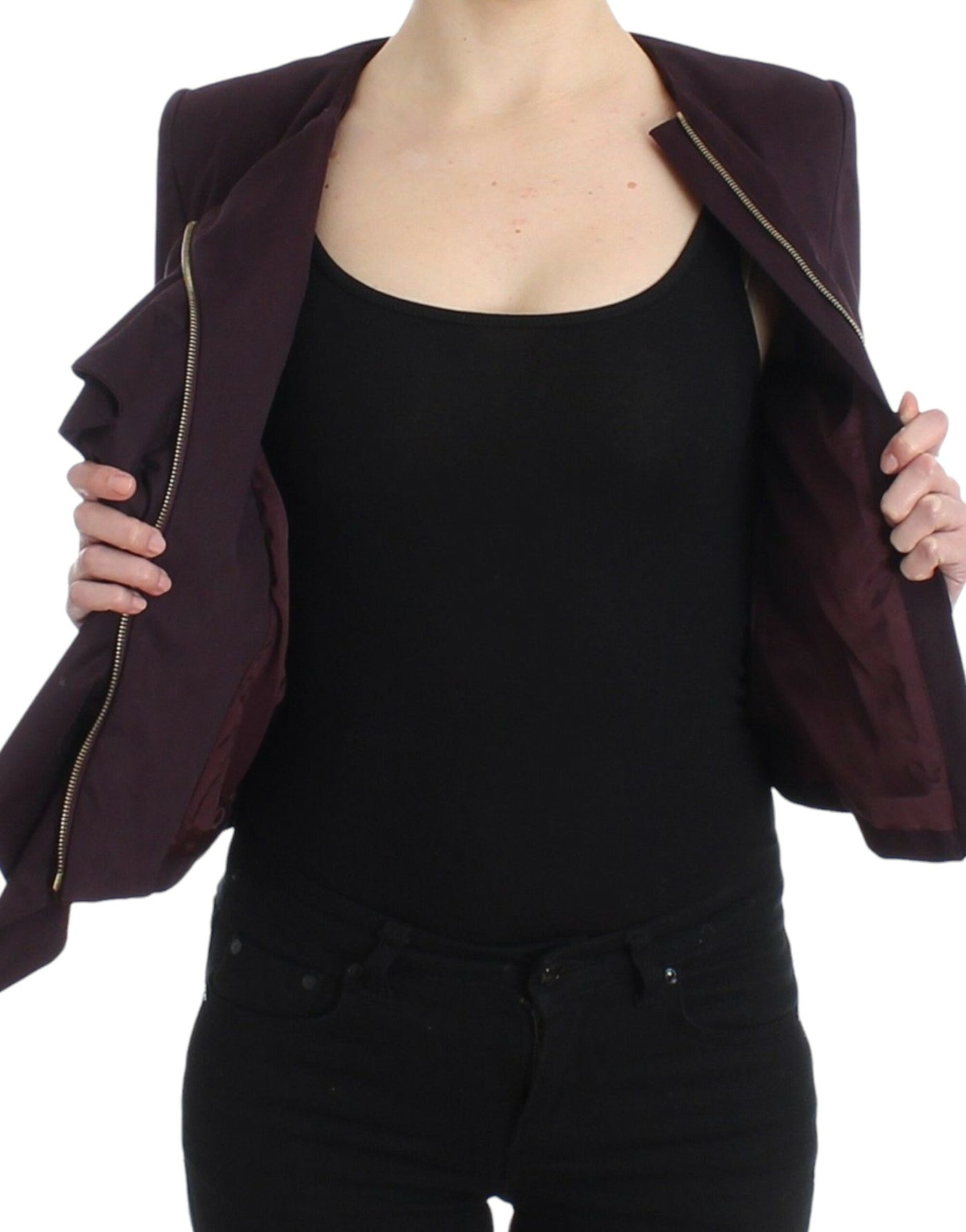 GF Ferre Lila geraffte Jacke Mantel Blazer Kurz