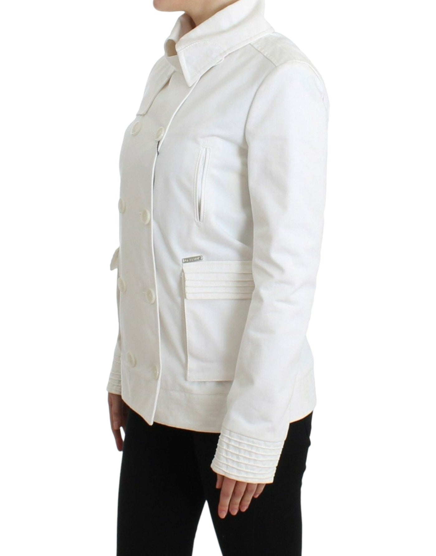 GF Ferre Weiße doppelreihige Jacke Mantel Blazer