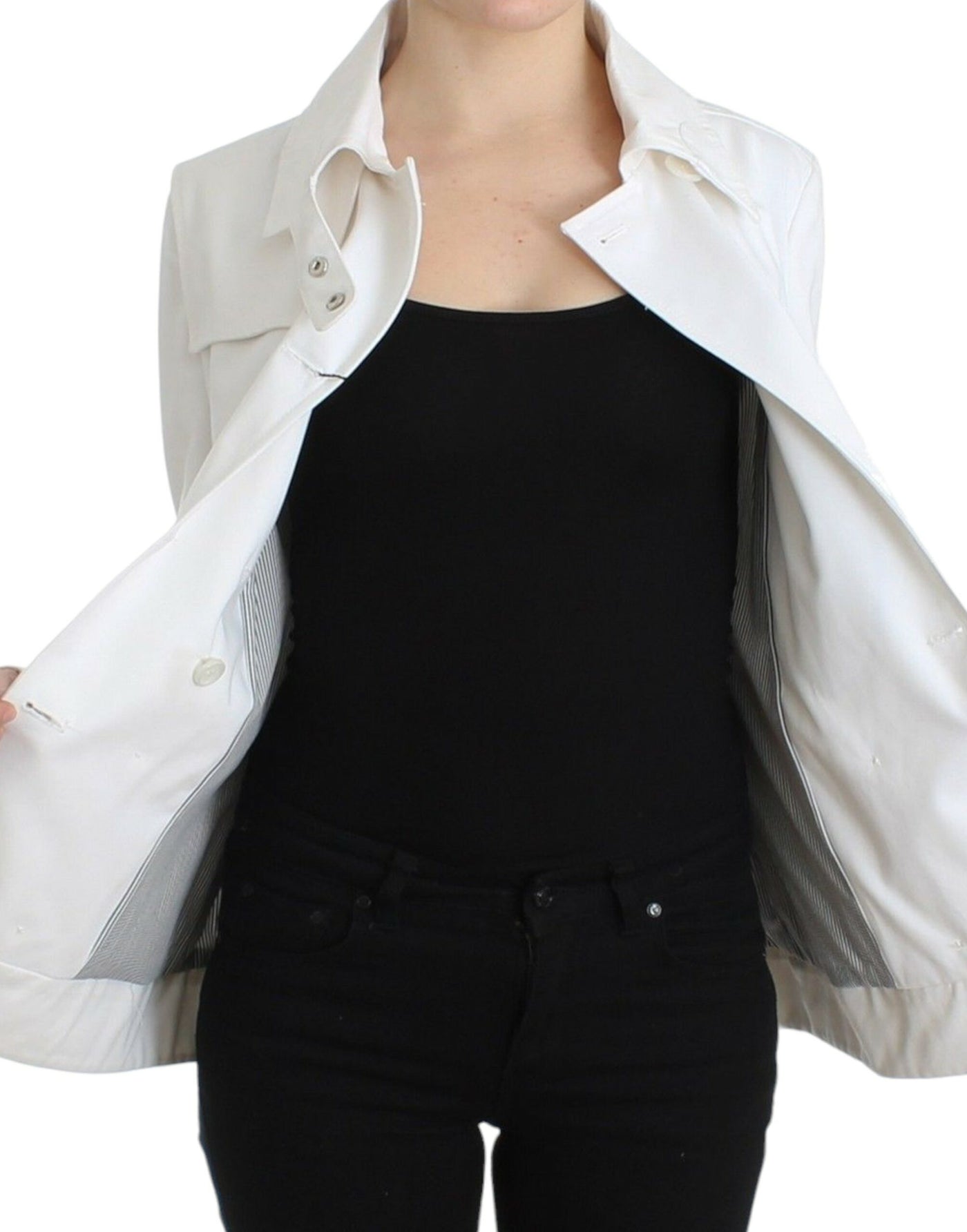 GF Ferre Weiße doppelreihige Jacke Mantel Blazer