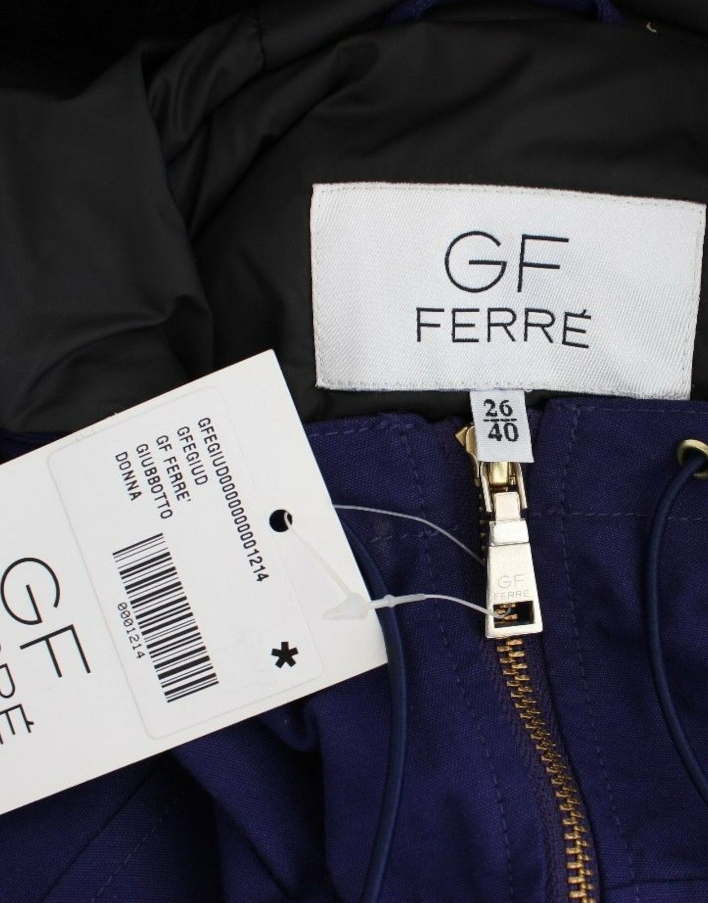 GF Ferre Blaue wattierte Jacke mit Kapuze Kurz K-Way