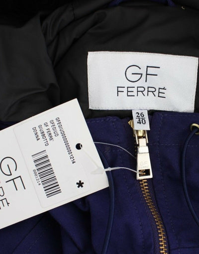 GF Ferre Blaue wattierte Jacke mit Kapuze Kurz K-Way