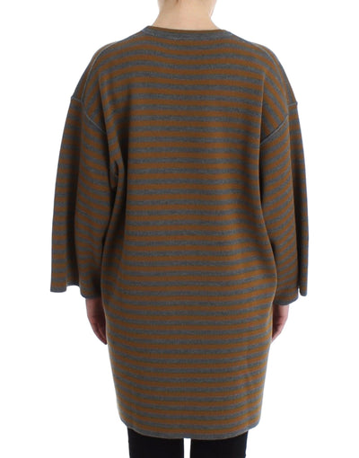 Dolce & Gabbana Übergroßes grau-gelb gestreiftes Pullover-Top