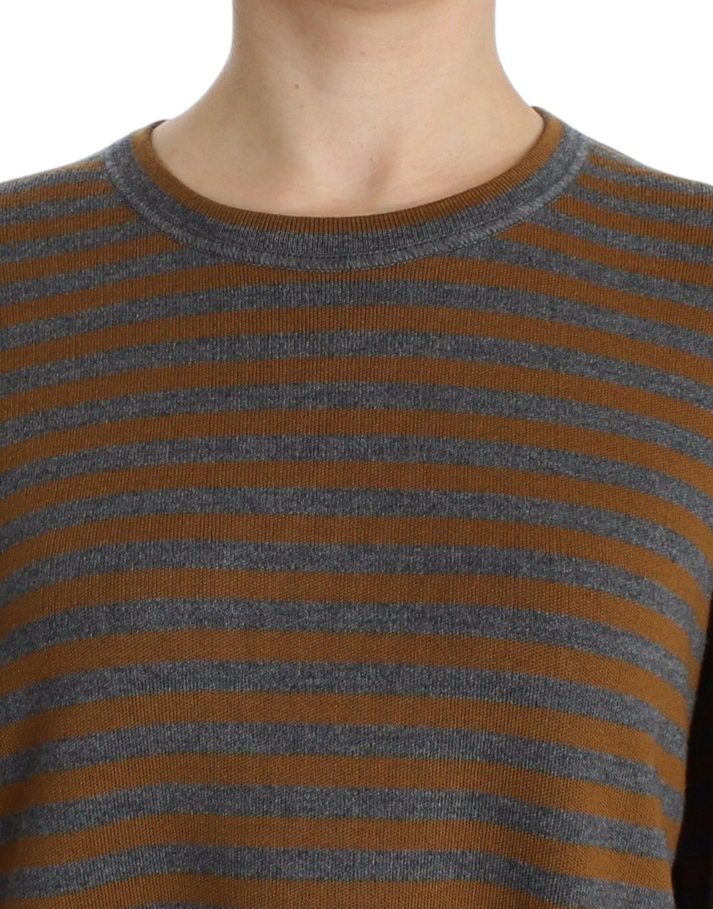 Dolce & Gabbana Übergroßes grau-gelb gestreiftes Pullover-Top