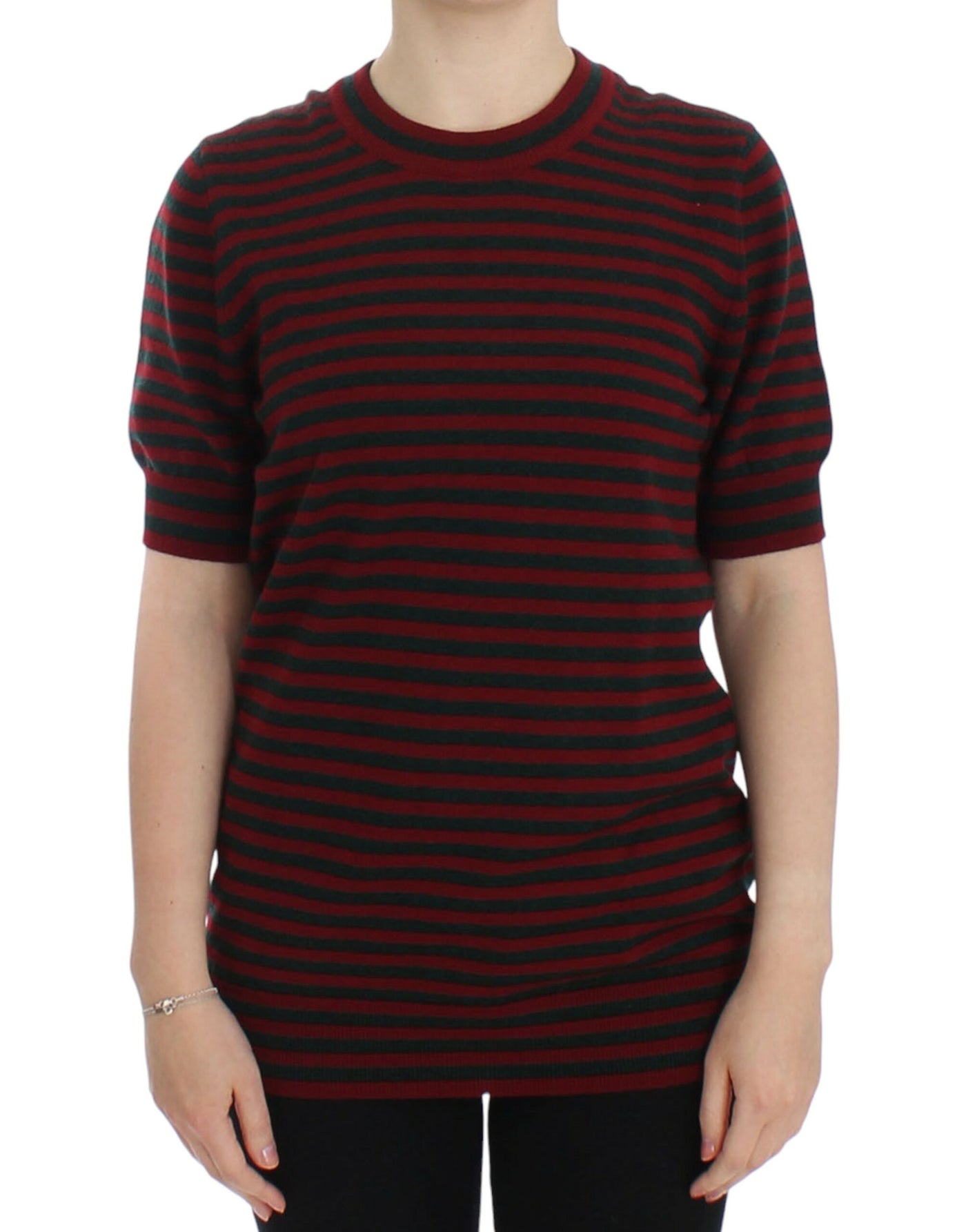 Dolce & Gabbana Rotgrauer Kaschmir-Kurzarmpullover