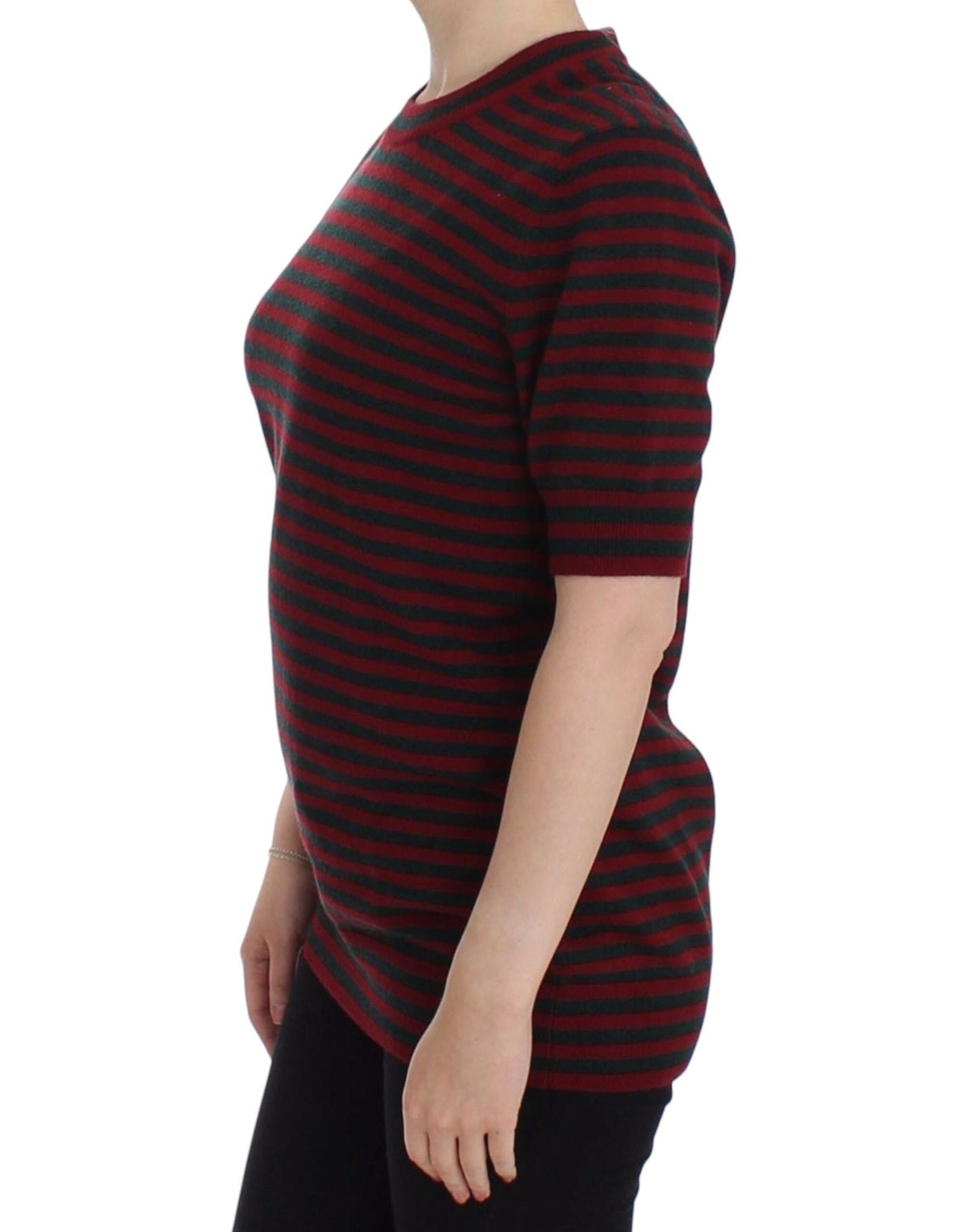 Dolce & Gabbana Rotgrauer Kaschmir-Kurzarmpullover