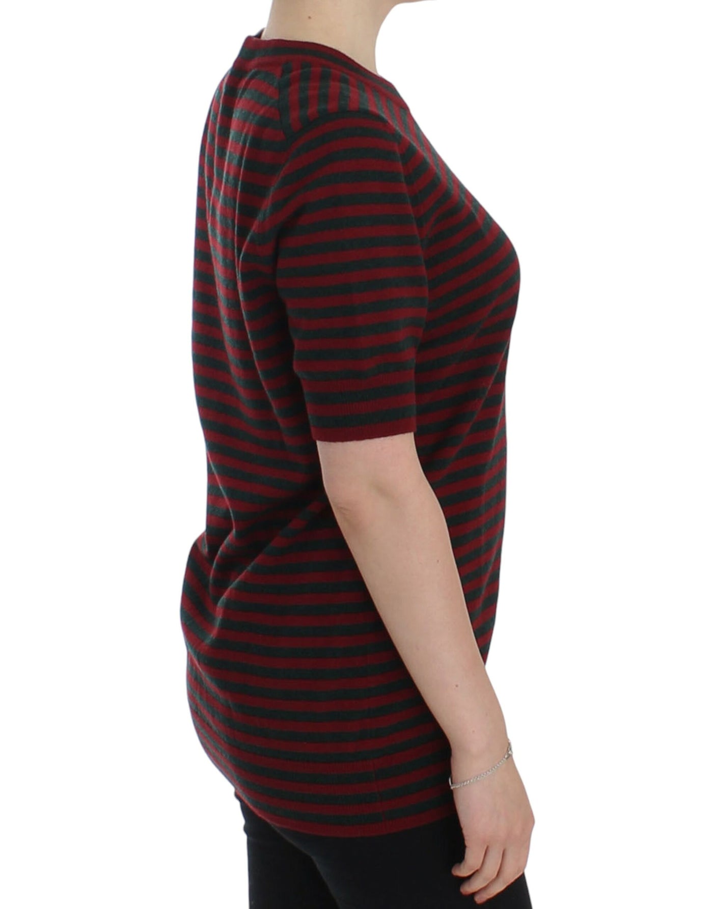 Dolce & Gabbana Rotgrauer Kaschmir-Kurzarmpullover