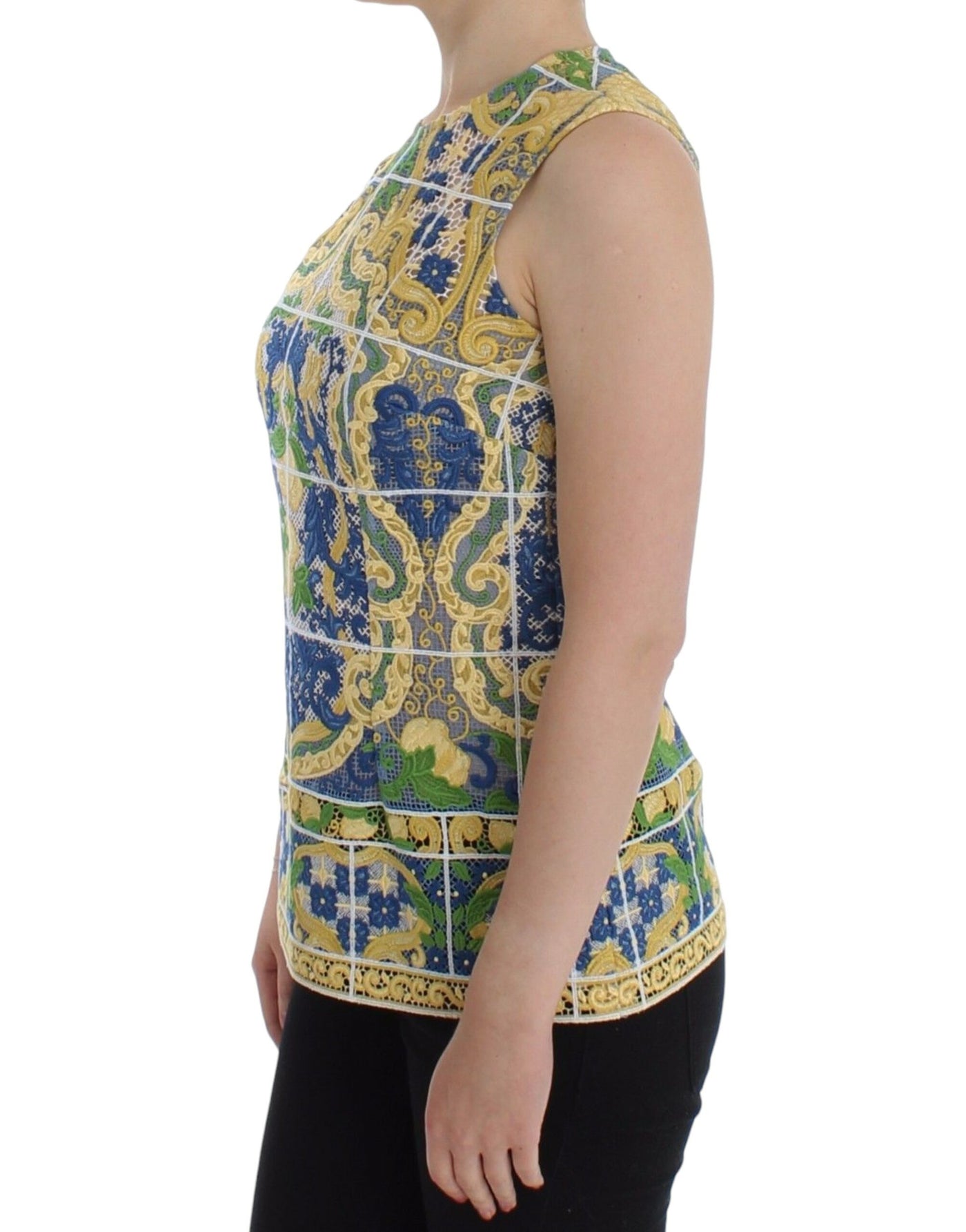 Dolce & Gabbana Multicolor Majolika bestickter Pullover