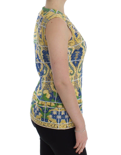 Dolce & Gabbana Multicolor Majolika bestickter Pullover