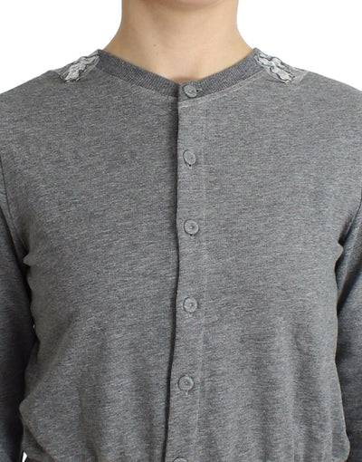 Ermanno Scervino Lingerie Grauer Spitzenpullover Strickjacke Top