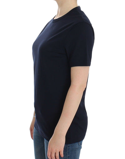 Ermanno Scervino Lingerie Blaues Logo-T-Shirt mit Rundhalsausschnitt aus Baumwolle
