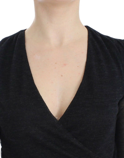 Ermanno Scervino Schwarzer Wollmischung Stretch-Langarmpullover